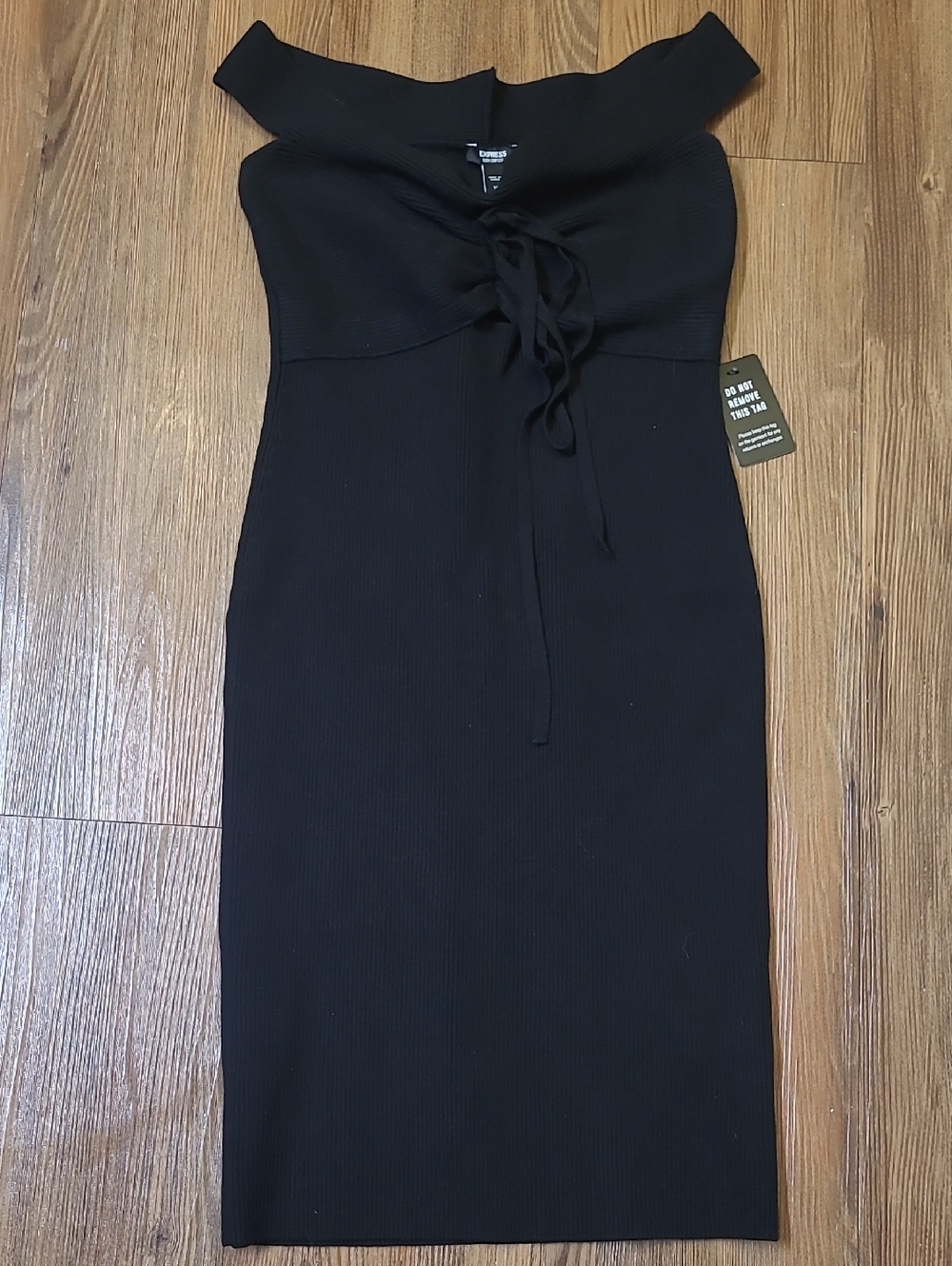 Express Black‎ One-Shoulder Tie-Front Bodycon Dress